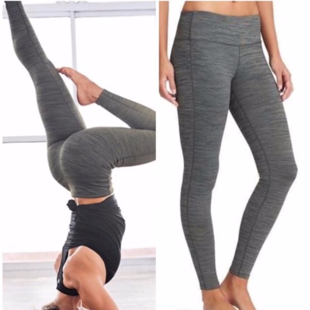 Athleta Chaturanga High Rise Gray and Black Space Dye Tight XS